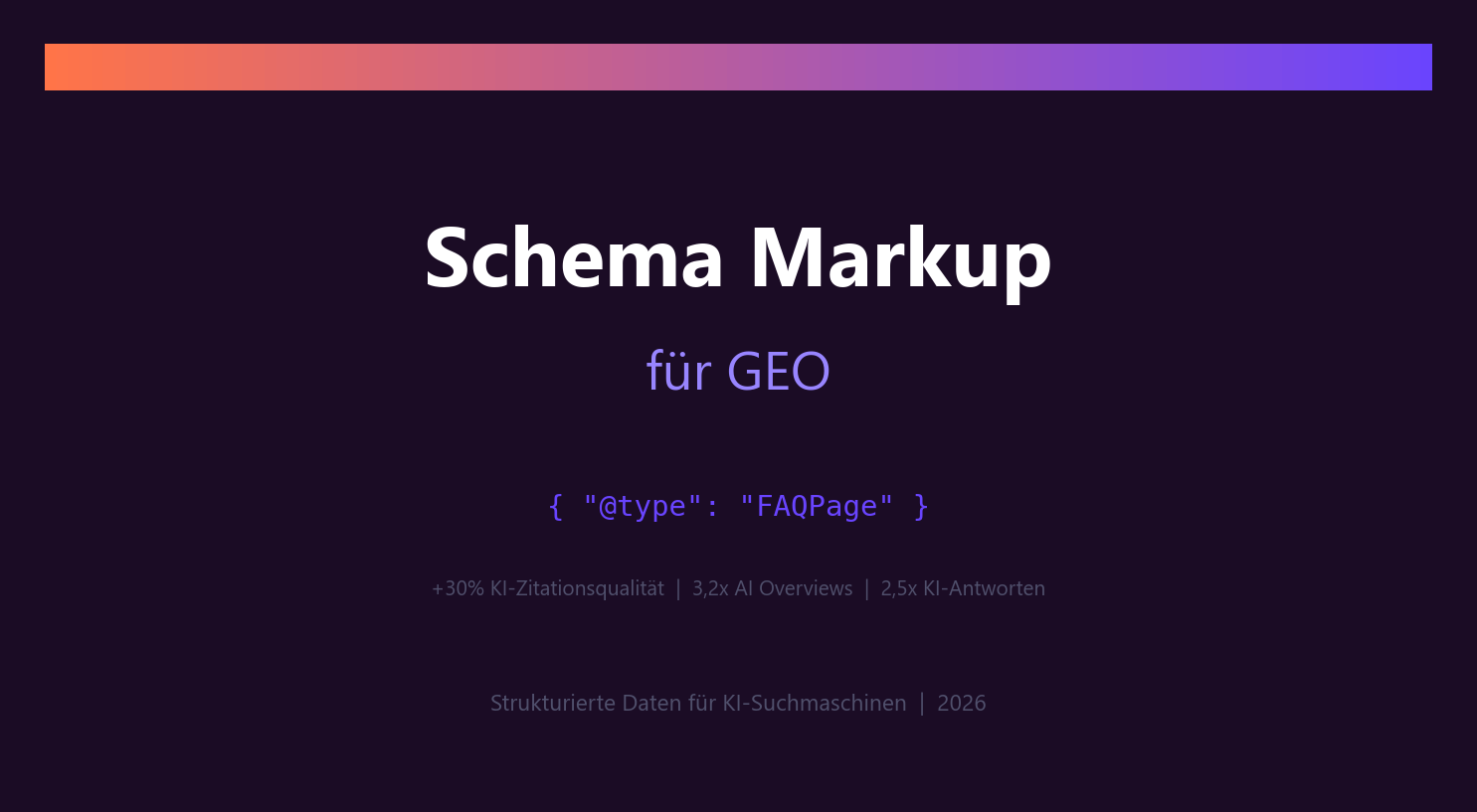 Schema Markup für GEO: Strukturierte Daten für KI-Suchmaschinen — der vollständige Guide 2026