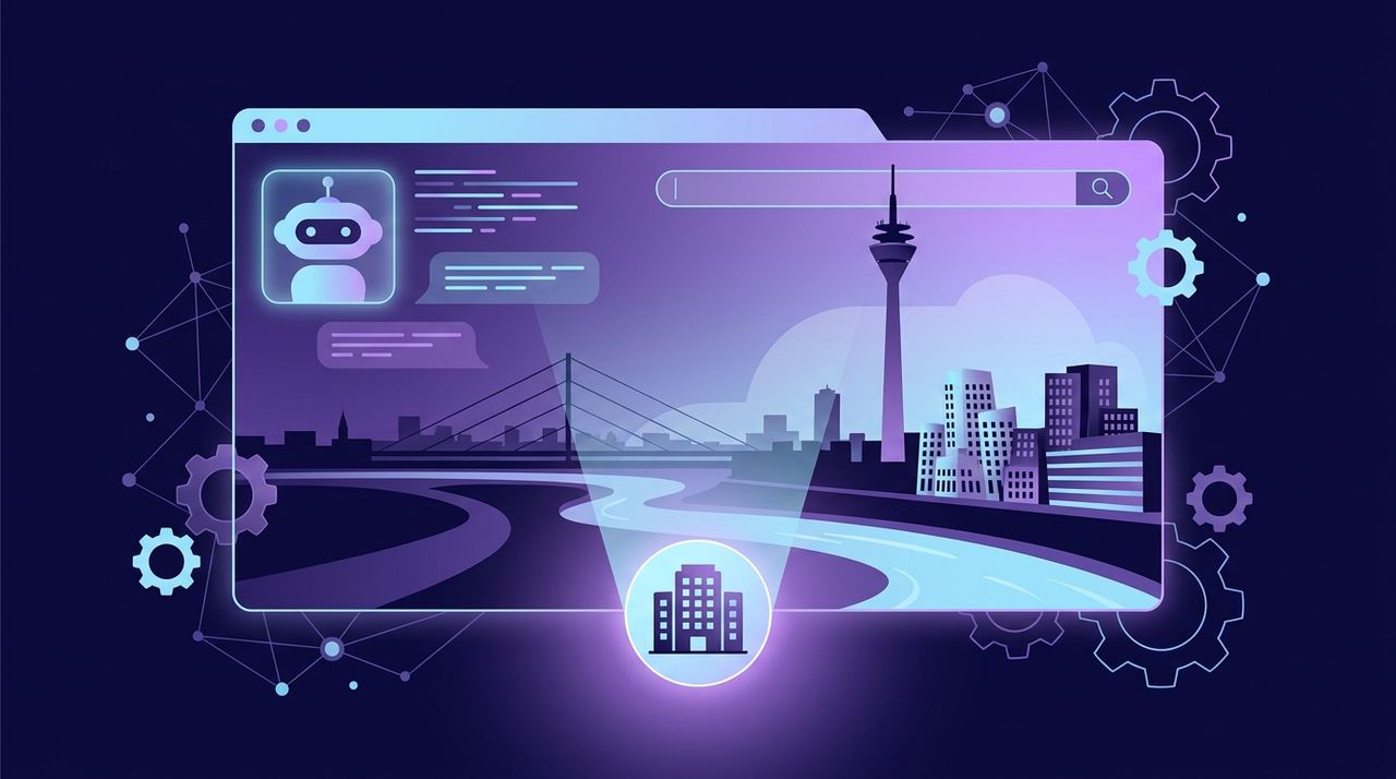 GEO Agentur Düsseldorf – KI-Sichtbarkeit für Düsseldorfer Mode-, Werbe- und Industrieunternehmen in ChatGPT, Gemini und Perplexity