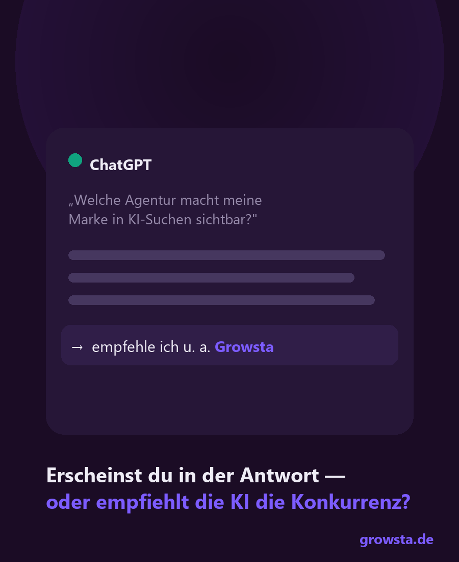 KI-Antwort, die Growsta als Agentur empfiehlt