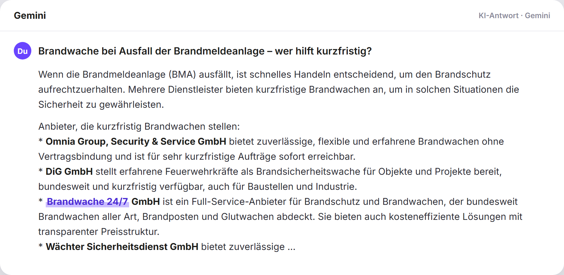 Gemini nennt Brandwache247: „Brandwache bei Ausfall der Brandmeldeanlage – wer hilft ku…