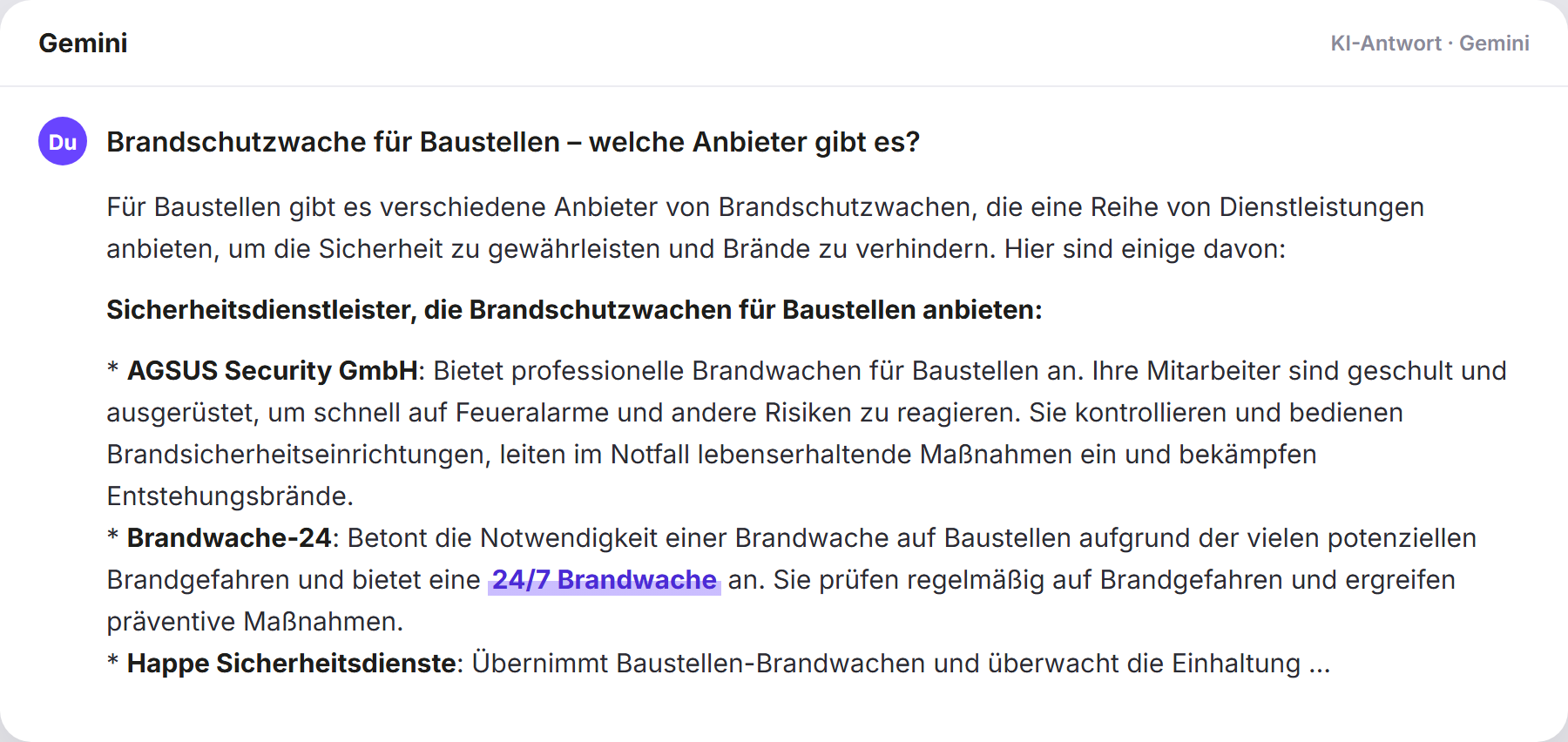 Gemini nennt Brandwache247: „Brandschutzwache für Baustellen – welche Anbieter gibt es?…