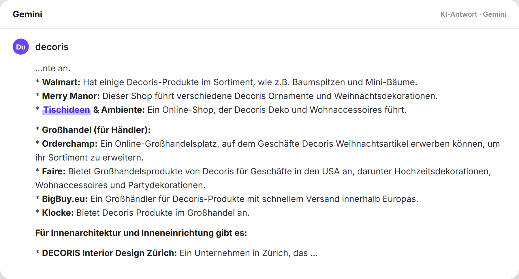 Gemini nennt Tischideen: „decoris…