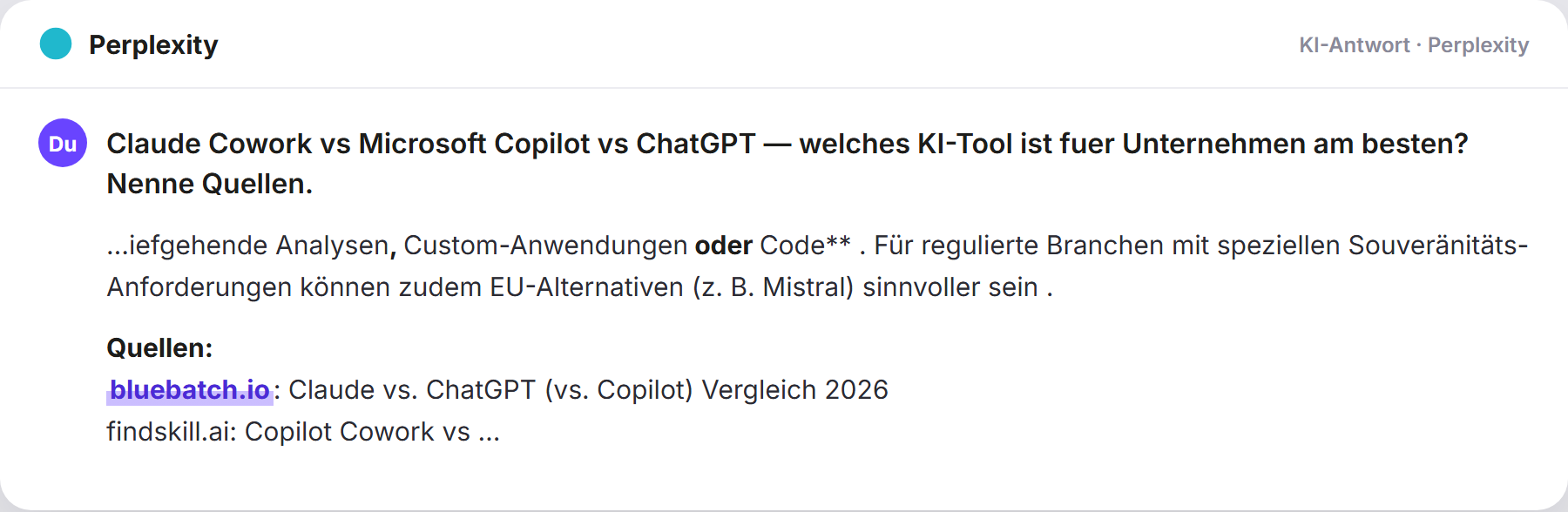 Perplexity nennt BlueBatch: „Claude Cowork vs Microsoft Copilot vs ChatGPT — welches KI-T…